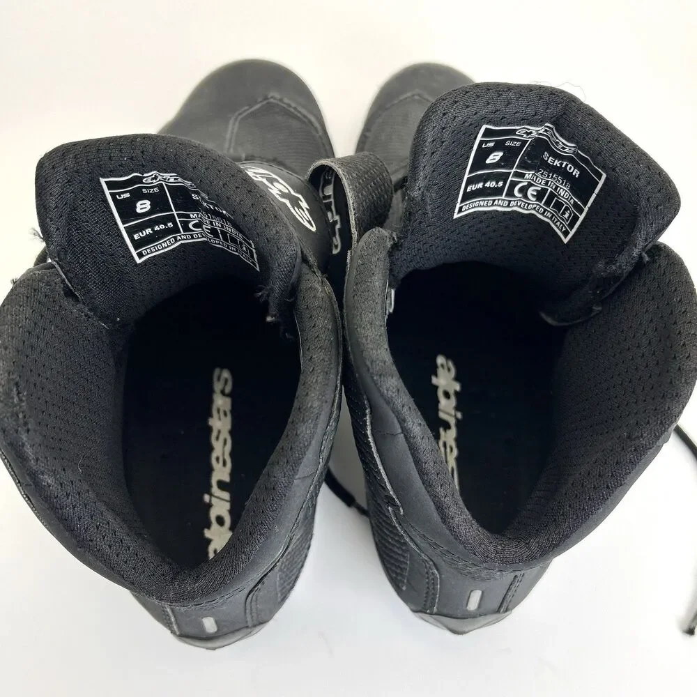 Alpinestars Sektor Vented Motorcycle Shoes Mens Sz US 8 EU 40.5 Black Worn/READ